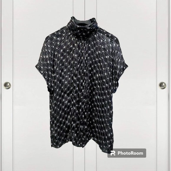 🖤🌹🖤Cute Flowy Zara Check Short Sleeve Blouse - Picture 3 of 13